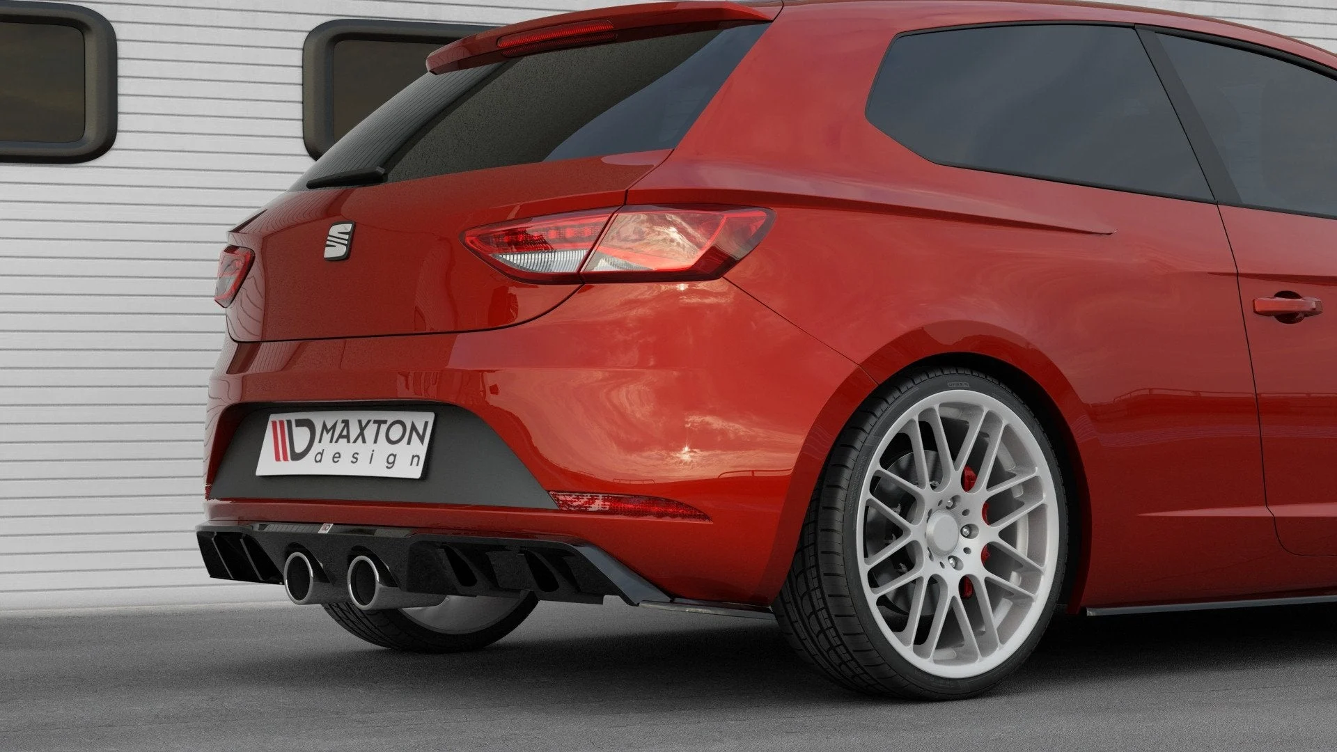 Diffusor Heck Ansatz V.2 für Seat Leon Cupra Mk3 FL Hatchback schwarz Hochglanz - Maxton Design